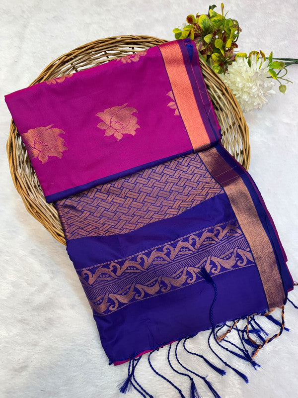 Offer Soft Silk Saree with elegant zari work for women