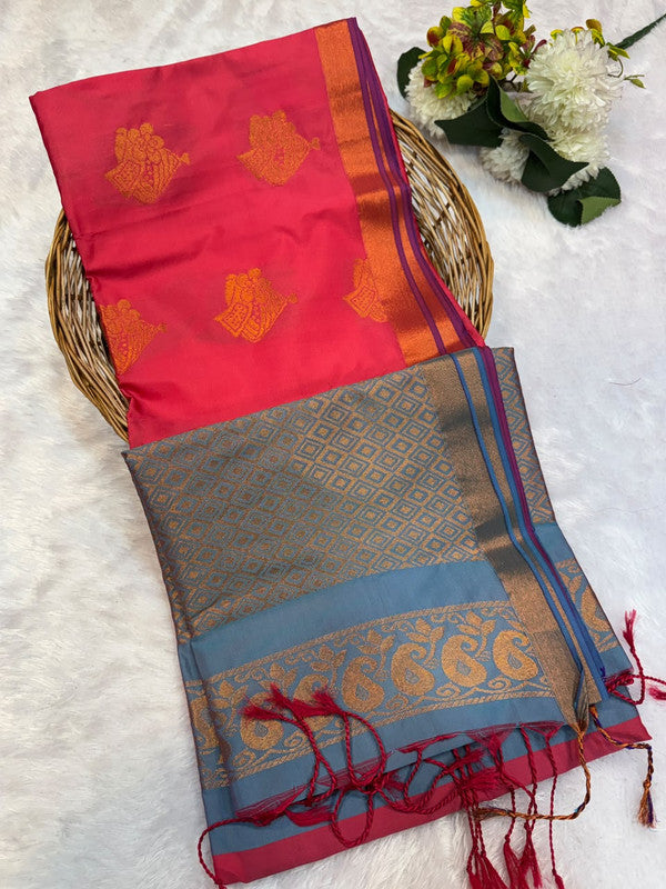 Offer Soft Silk Saree with elegant zari work for women
