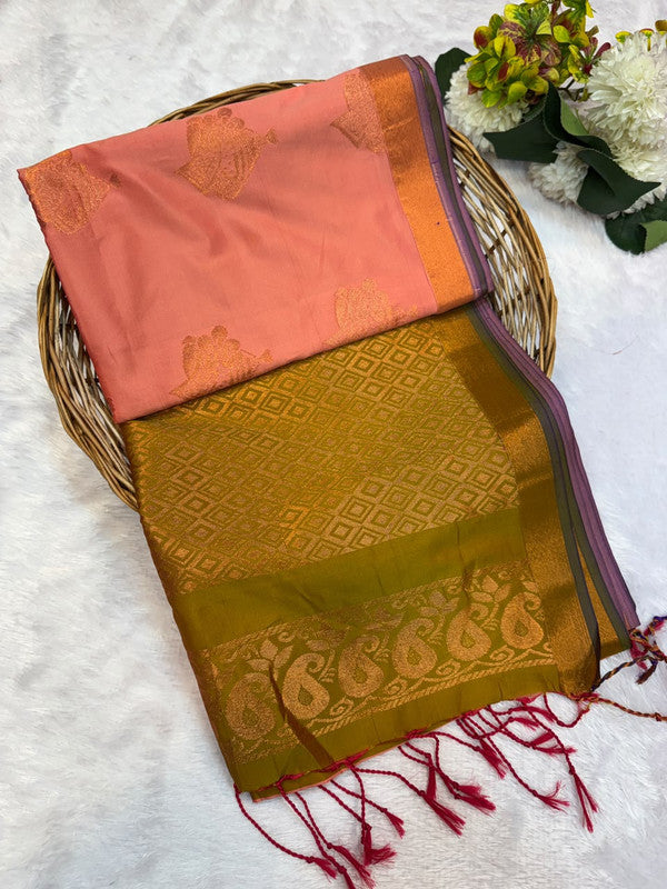Offer Soft Silk Saree with elegant zari work for women