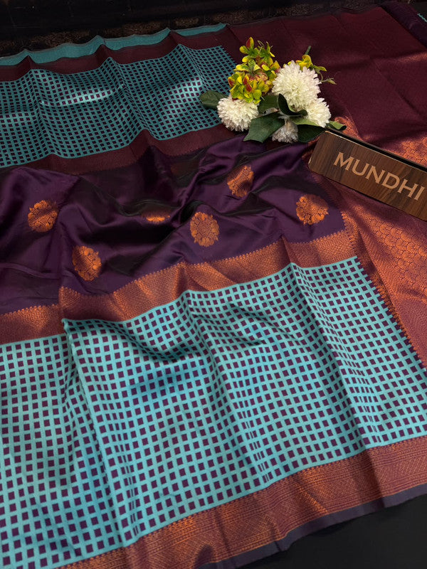  Checked Pavishna Saree in soft silk type fabric with elegant zari work