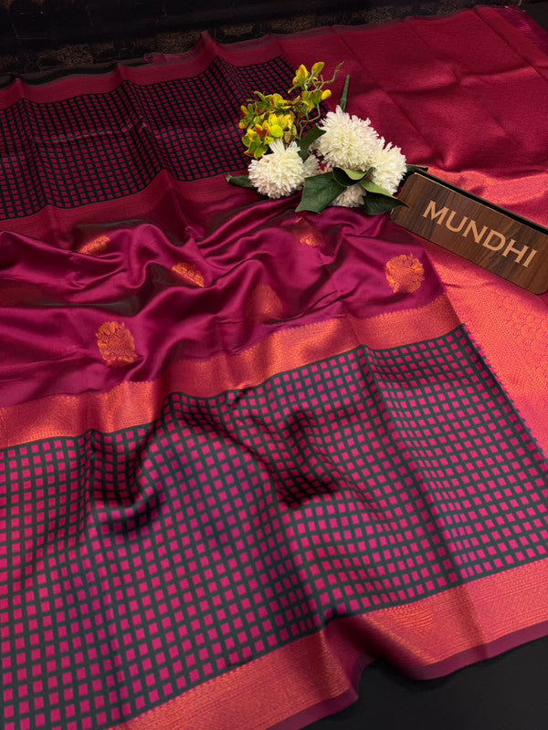  Checked Pavishna Saree in soft silk type fabric with elegant zari work