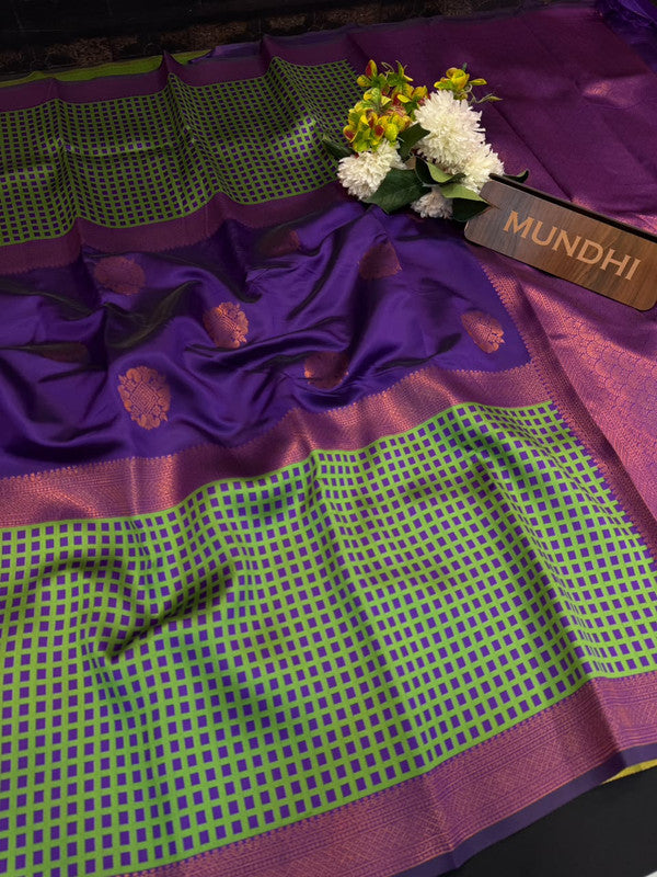  Checked Pavishna Saree in soft silk type fabric with elegant zari work