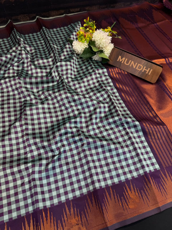  Checked Pavishna Saree in soft silk type fabric with elegant zari work