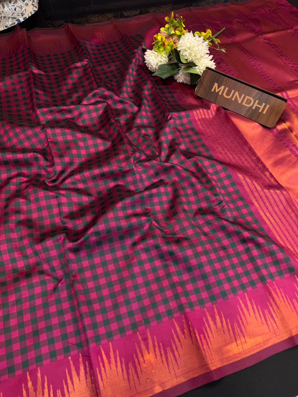  Checked Pavishna Saree in soft silk type fabric with elegant zari work