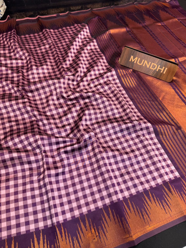 Checked Pavishna Saree in soft silk type fabric with elegant zari work
