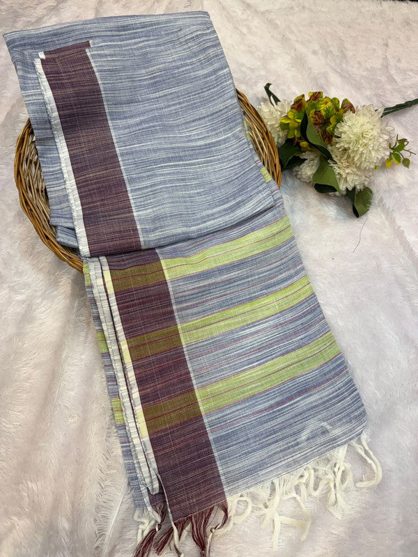 Dorothy cotton saree with zari and plain design