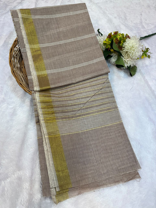 Dorothy cotton saree with zari and plain design