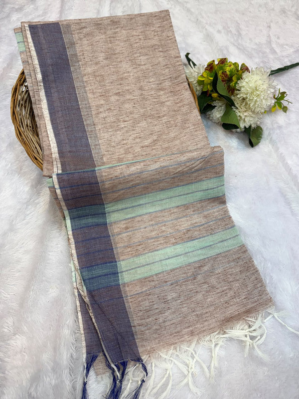 Dorothy cotton saree with zari and plain design