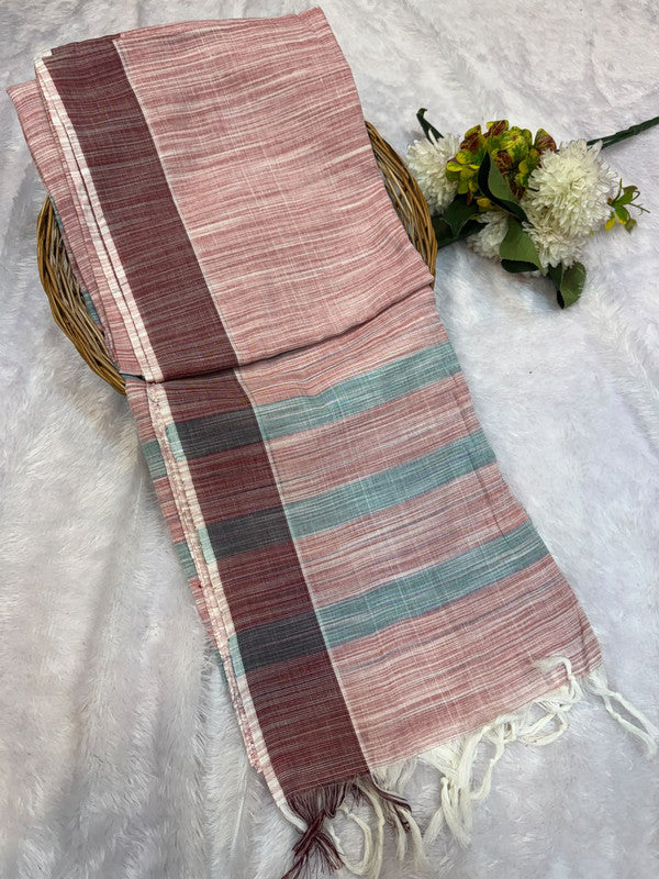 Dorothy cotton saree with zari and plain design