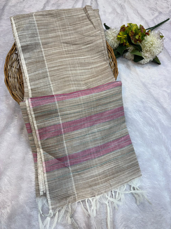 Dorothy cotton saree with zari and plain design