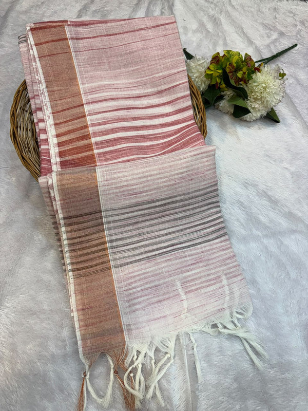 Dorothy cotton saree with zari and plain design