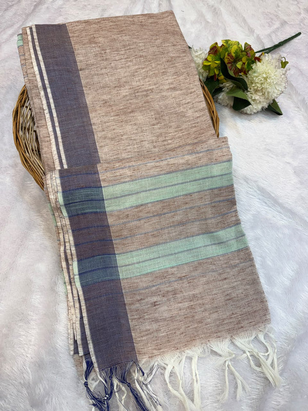Dorothy cotton saree with zari and plain design