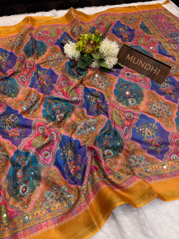 Rubina Mirror Fancy Saree in Fancy Silk with decorative mirror design