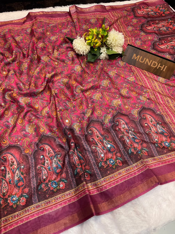 Rubina Mirror Fancy Saree in Fancy Silk with decorative mirror design