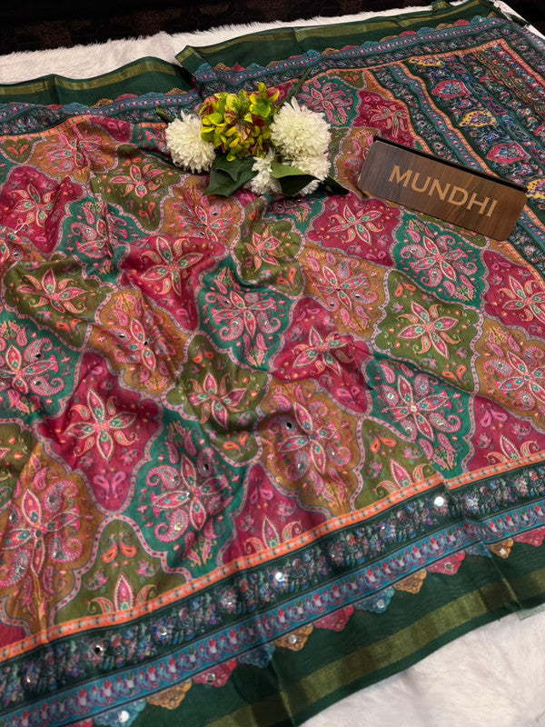 Rubina Mirror Fancy Saree in Fancy Silk with decorative mirror design