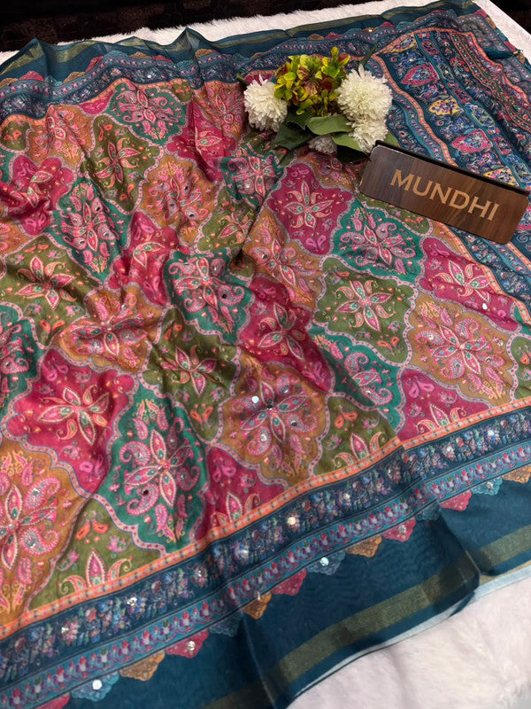 Rubina Mirror Fancy Saree in Fancy Silk with decorative mirror design