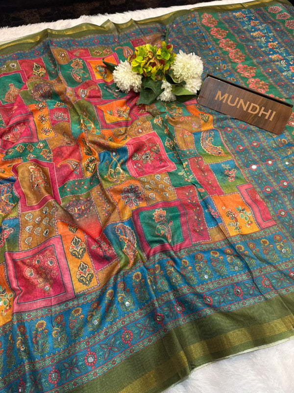 Rubina Mirror Fancy Saree in Fancy Silk with decorative mirror design