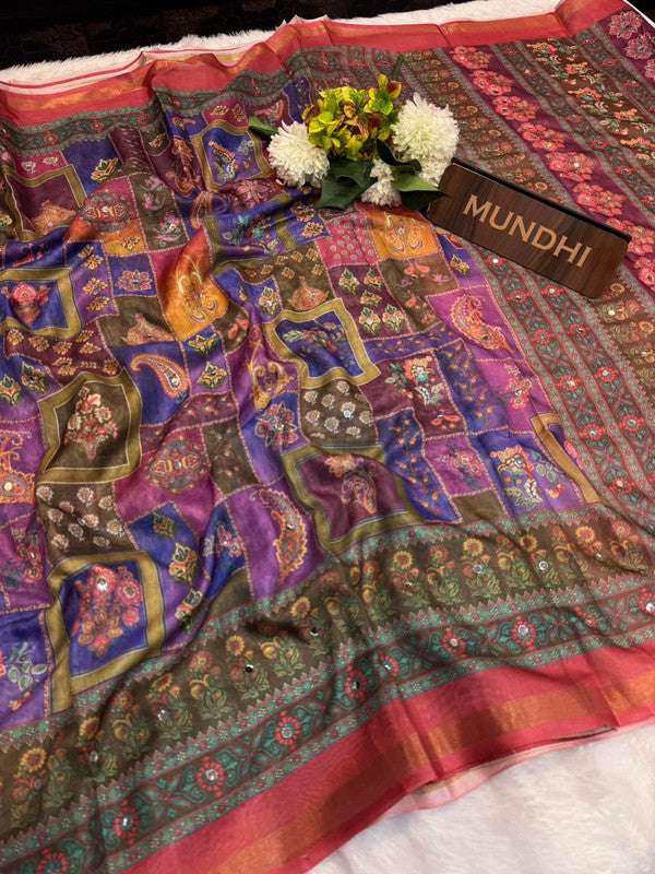 Rubina Mirror Fancy Saree in Fancy Silk with decorative mirror design
