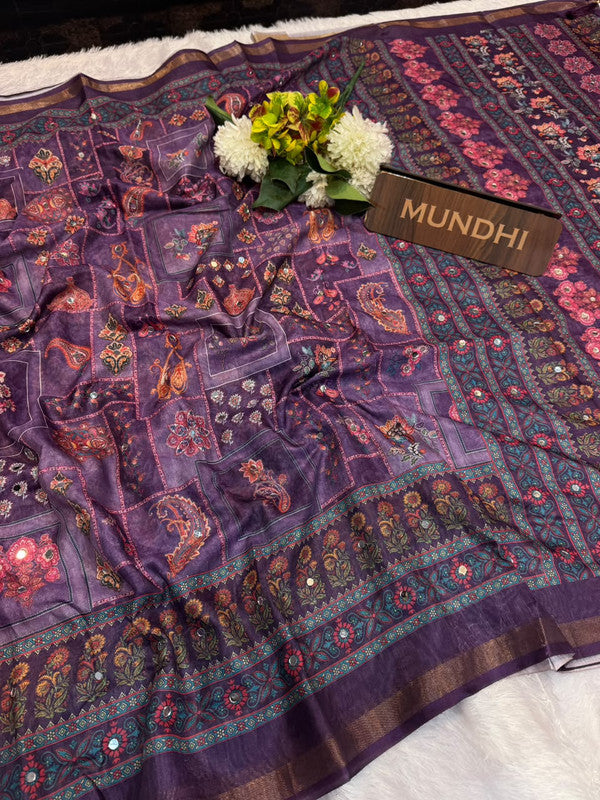 Rubina Mirror Fancy Saree in Fancy Silk with decorative mirror design