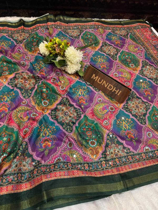 Rubina Mirror Fancy Saree in Fancy Silk with decorative mirror design