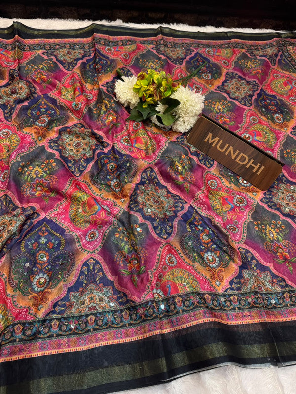 Rubina Mirror Fancy Saree in Fancy Silk with decorative mirror design