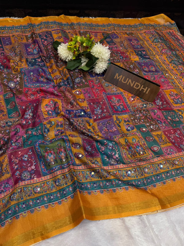 Rubina Mirror Fancy Saree in Fancy Silk with decorative mirror design