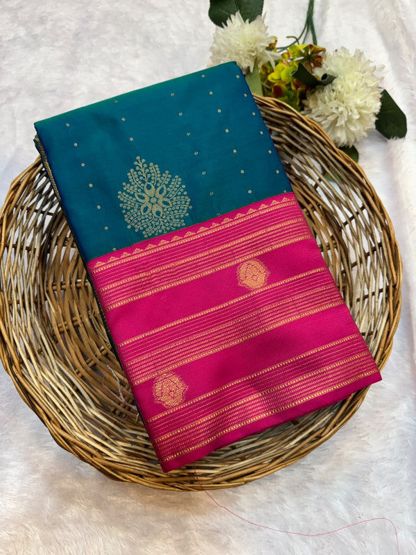 Mild Damage Vennila semi silk saree with traditional zari design