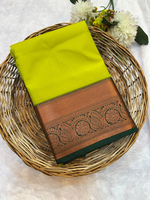 Mild Damage Vennila semi silk saree with traditional zari design