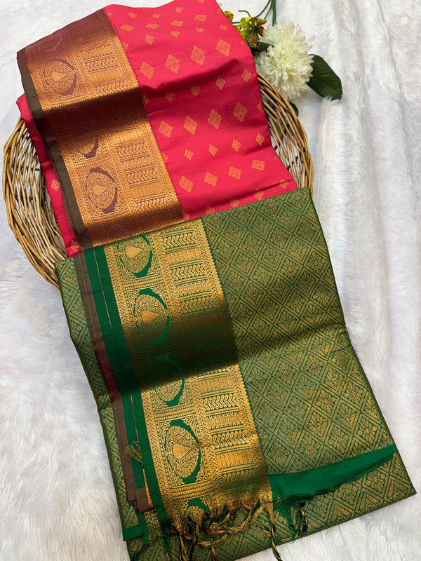 Mild Damage Vennila semi silk saree with traditional zari design