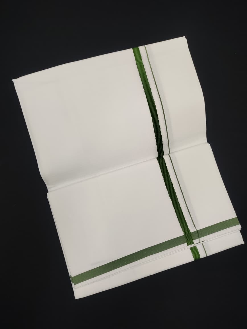 Cotton White Dhoti | Colour Border | 2 Mtrs