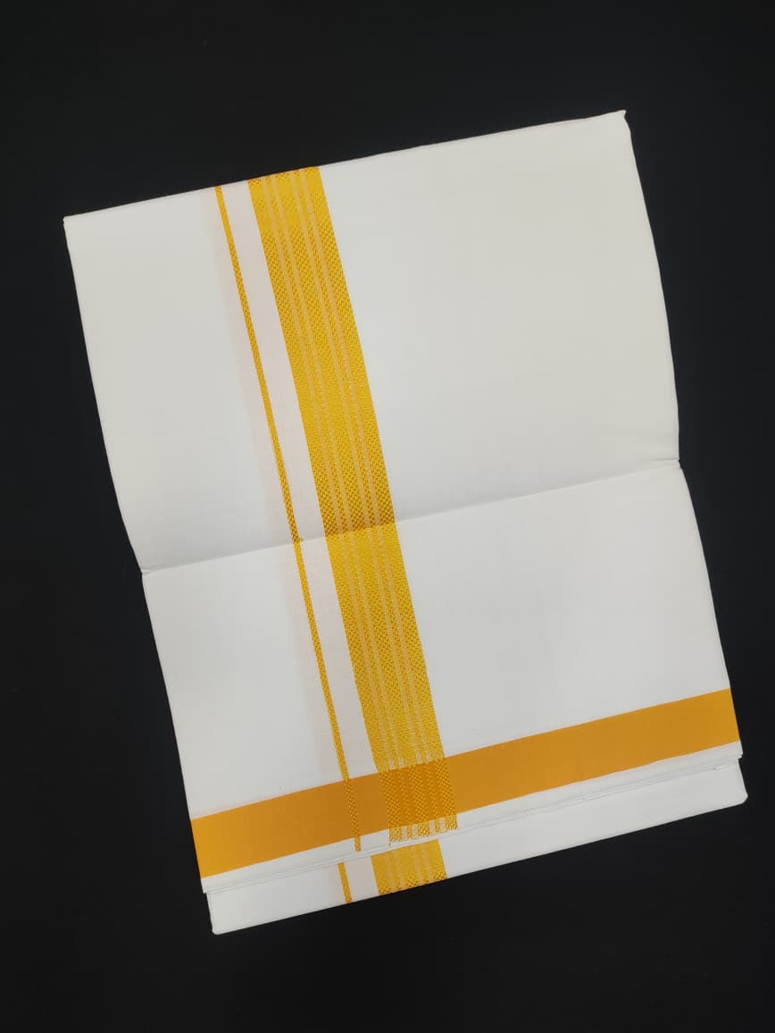 Cotton White Dhoti | Fancy Border | 2 Mtrs