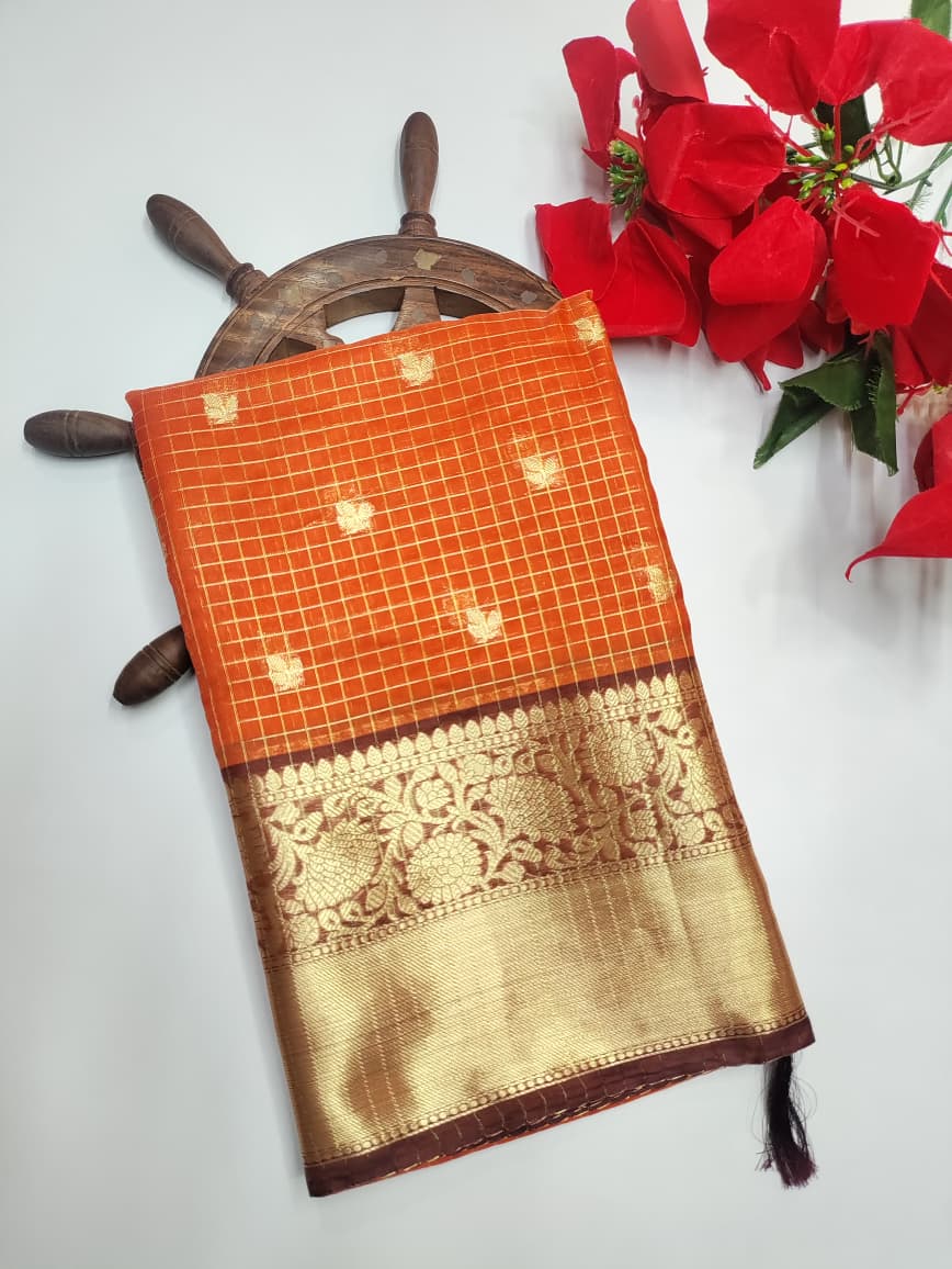 Rust Orange Saree (15 Days Prebooking Sraee) RG01