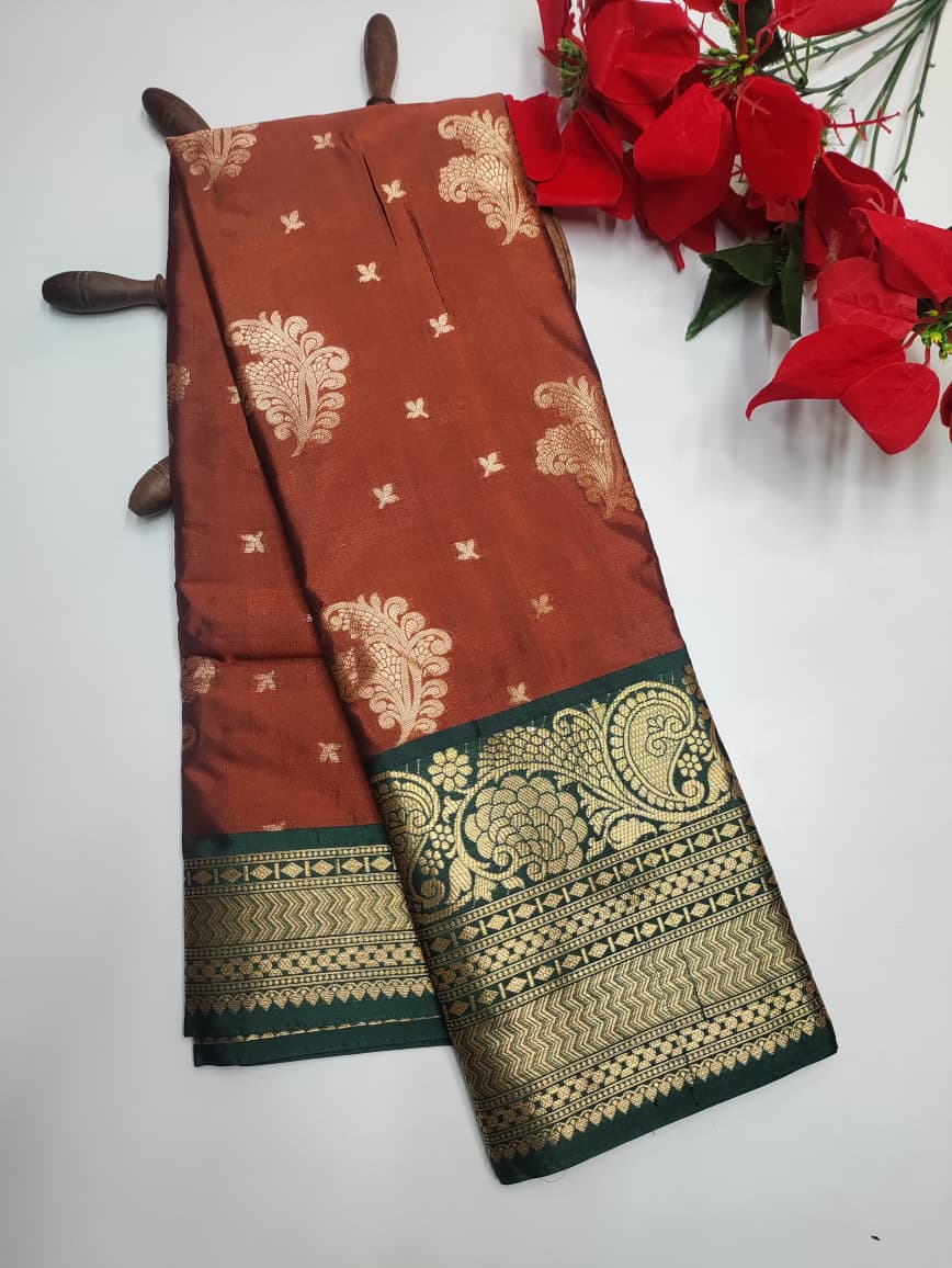 Rust Orange Varanasi Silk VN14