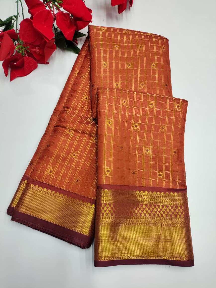 Rust Orange Saree(Ready Stock) RG02