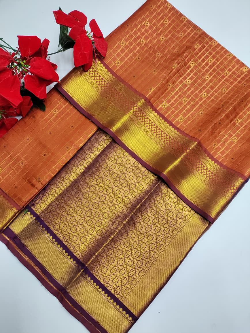 Rust Orange Saree(Ready Stock) RG02