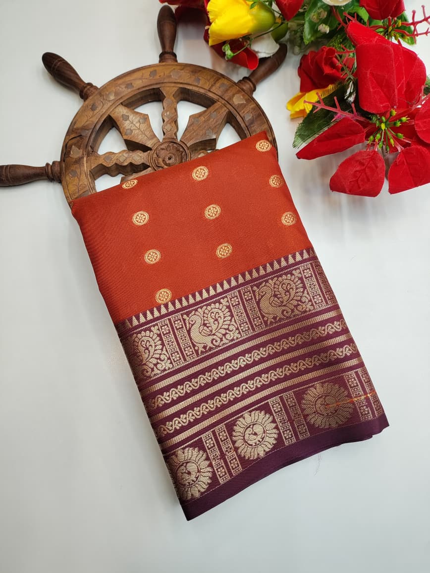 Rust Orange  Saree RG34