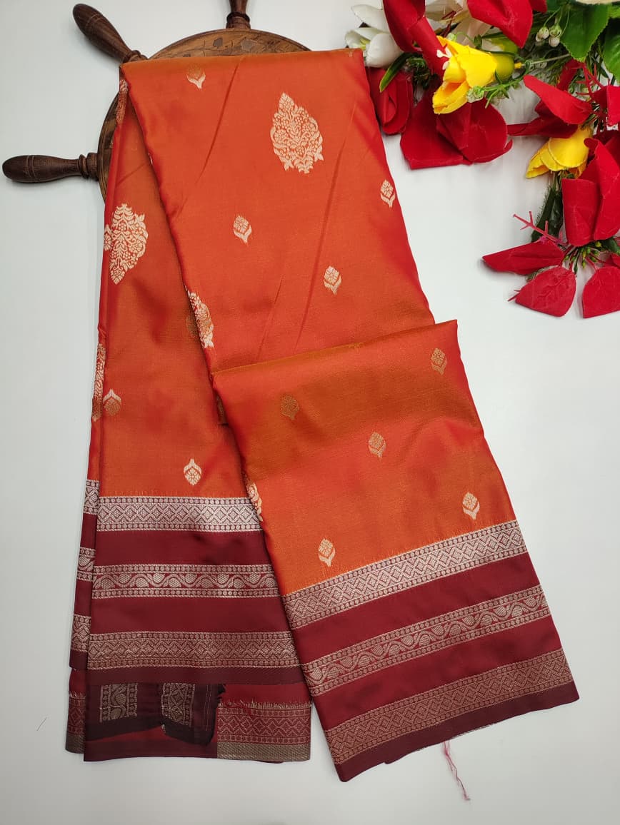 Rust Orange  Saree RG38