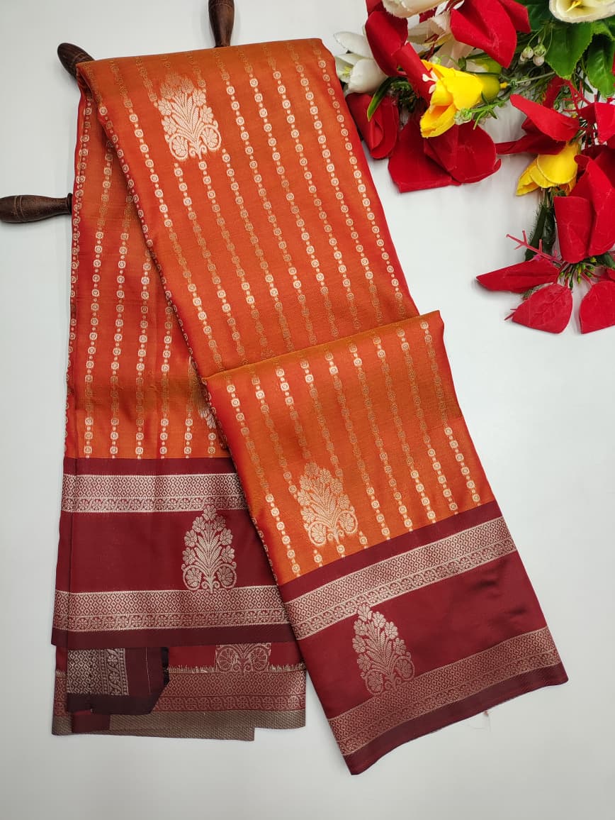 Rust Orange  Saree RG37