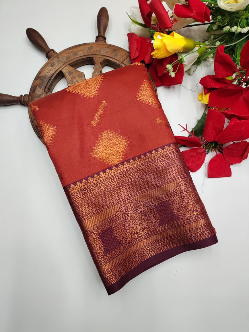 Rust Orange  Saree RG39
