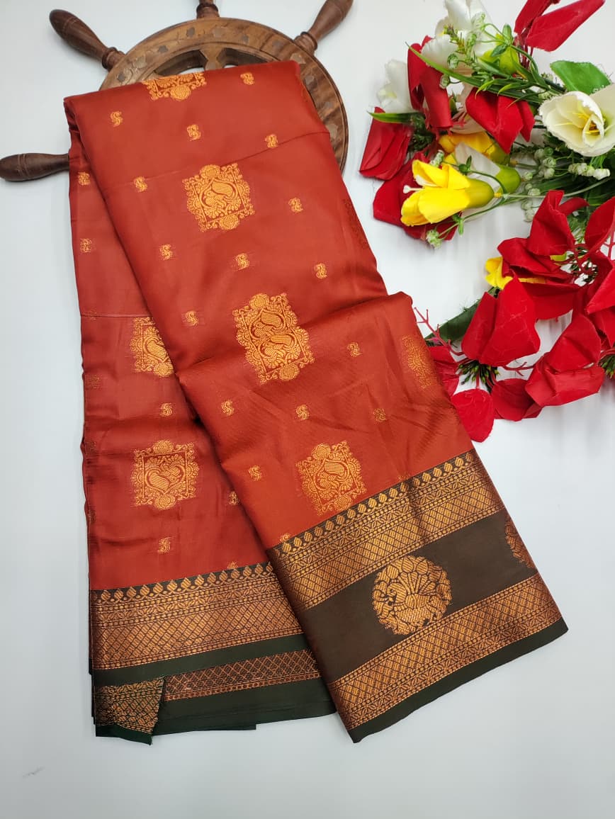 Rust Orange  Saree RG40