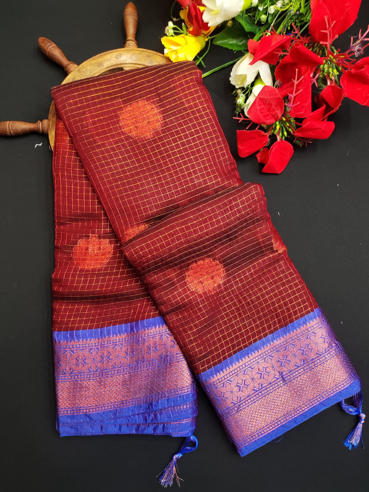Varanasi Check Jari Butta Saree VK01