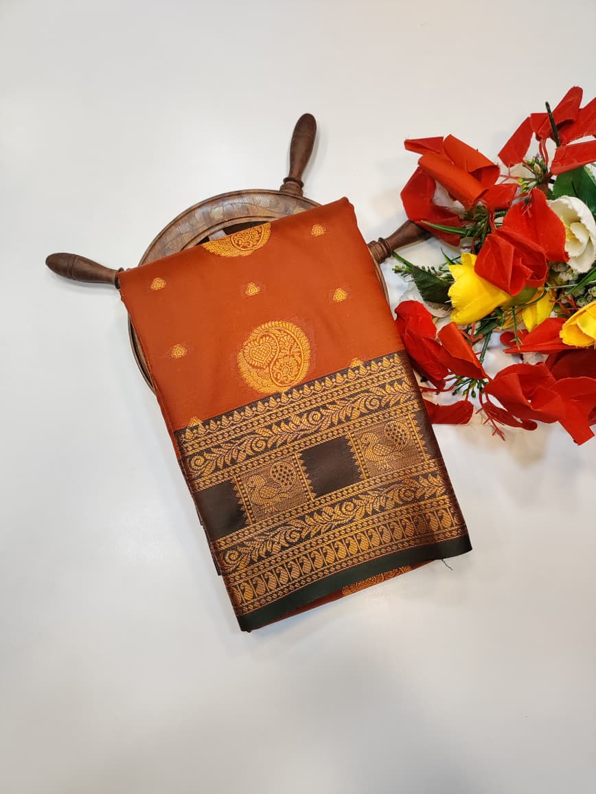 Rust Orange Saree RG55