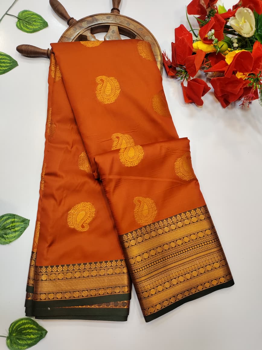 Rust Orange Saree RG60