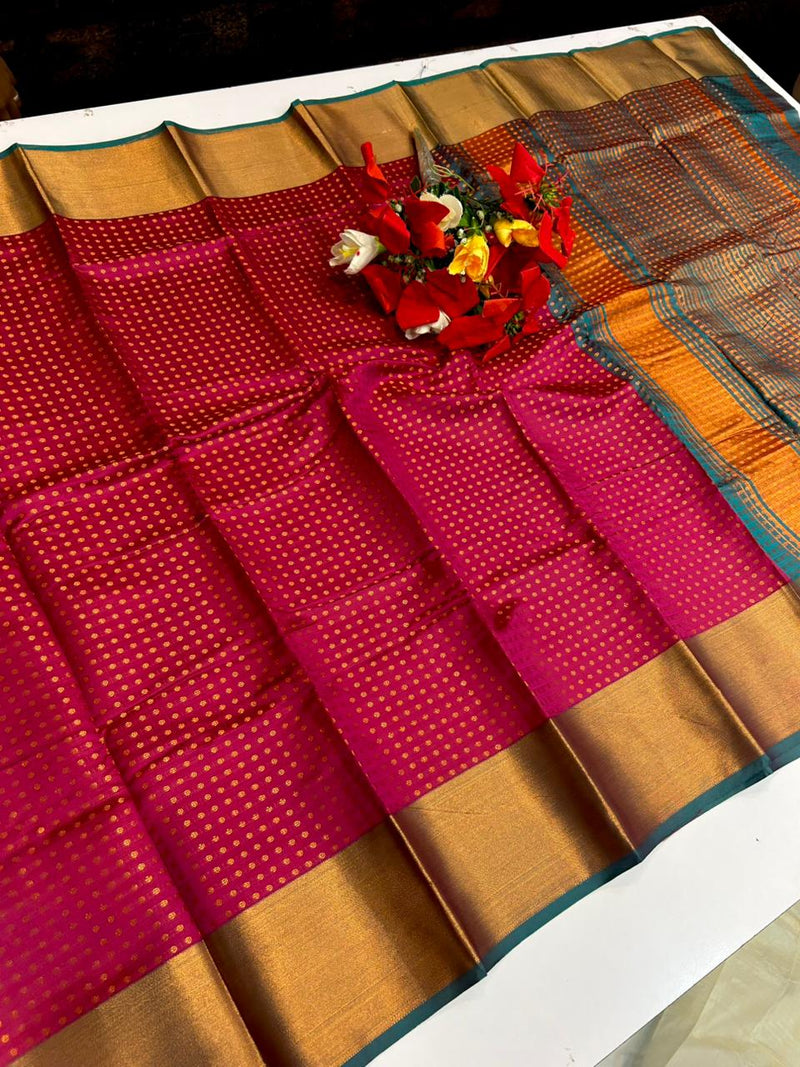 Thousand Butta Saree with elegant traditional woven butta design for festive and wedding wear. Full View Image