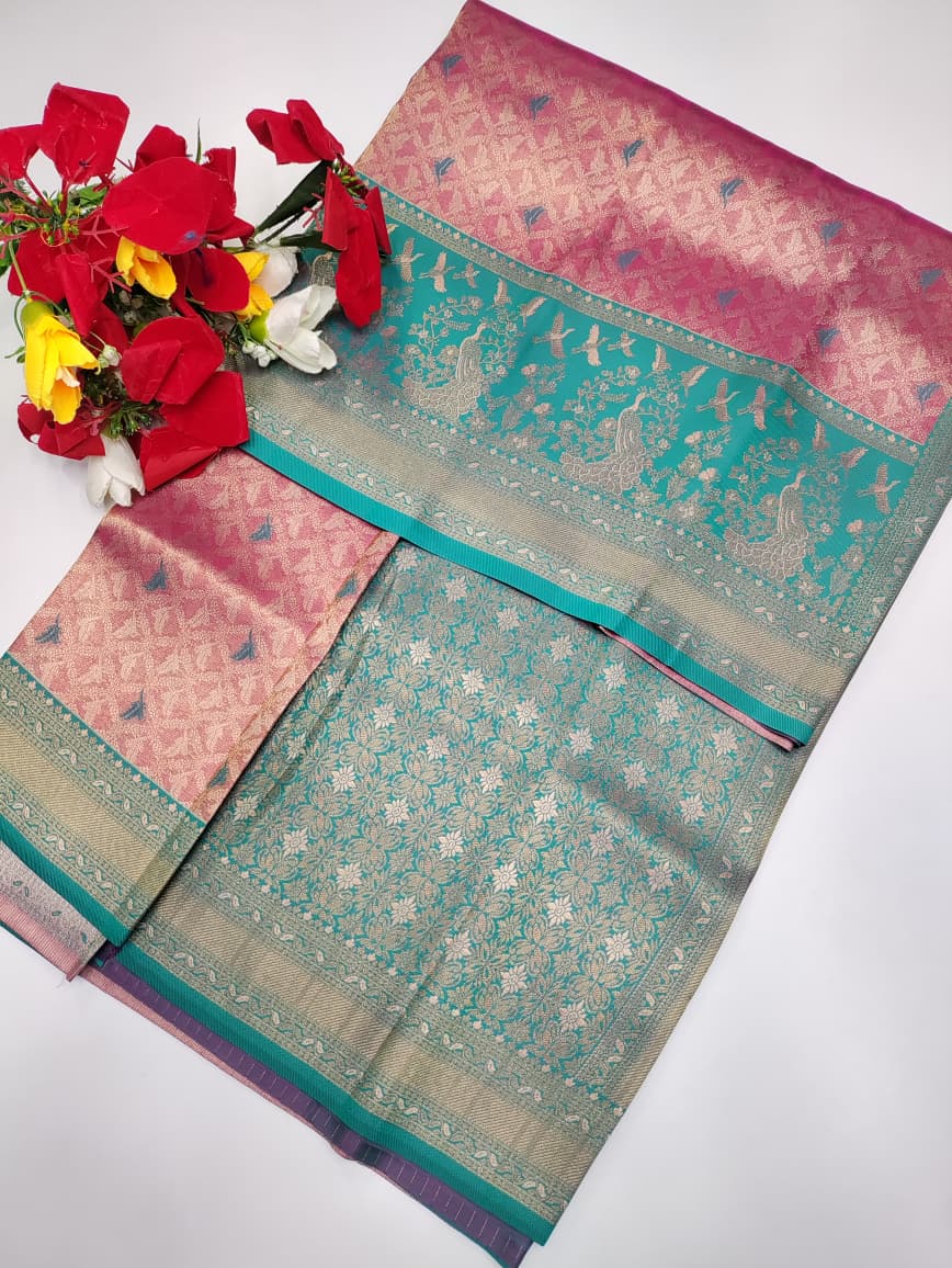 Premium Wedding Korvai Tissue saree for women featuring rich traditional bridal design in elegant tissue fabric suitable for weddings muhurtham and festive occasions