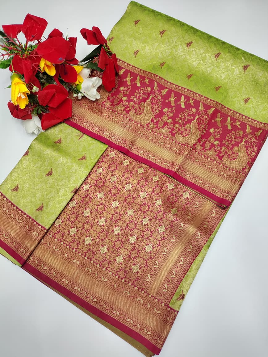 Premium Wedding Korvai Tissue saree for women featuring rich traditional bridal design in elegant tissue fabric suitable for weddings muhurtham and festive occasions