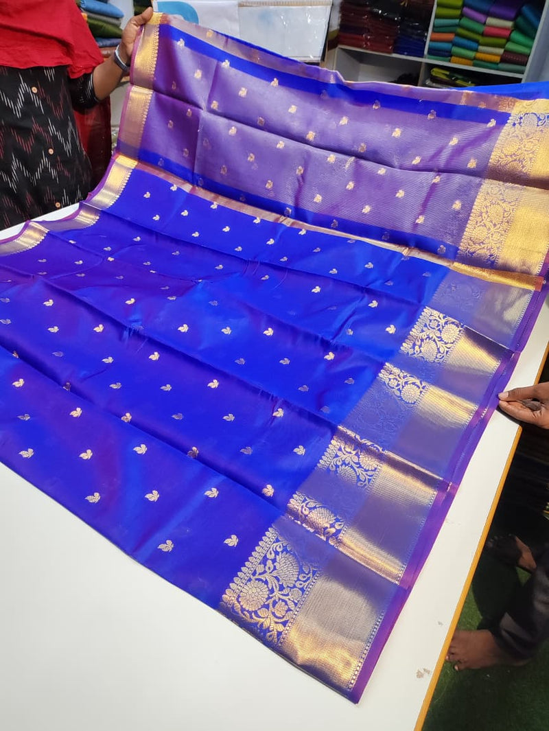 Banarasi Rust Royal Blue Saree FV42 (20 Days Prebooking)