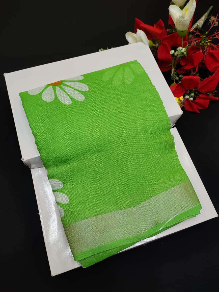 Soft Linen Aadi Offer printed saree for festive and office wear