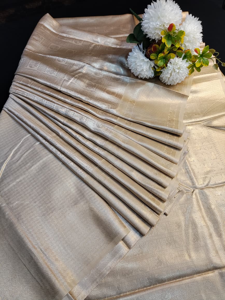 Premium Nangai Satin Silk saree for Onam festival and wedding wear