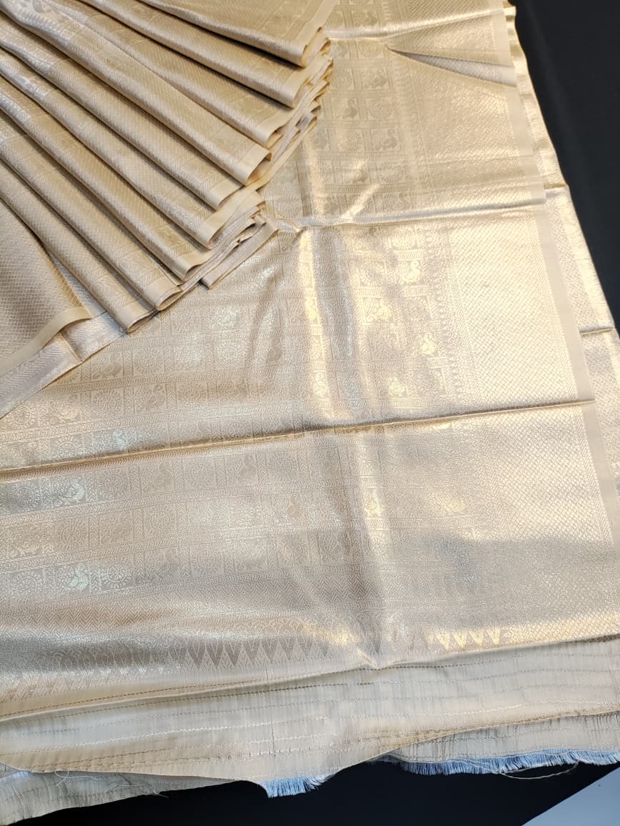 Women's Nangai Satin Silk Zari saree with contrast blouse for festive occasions